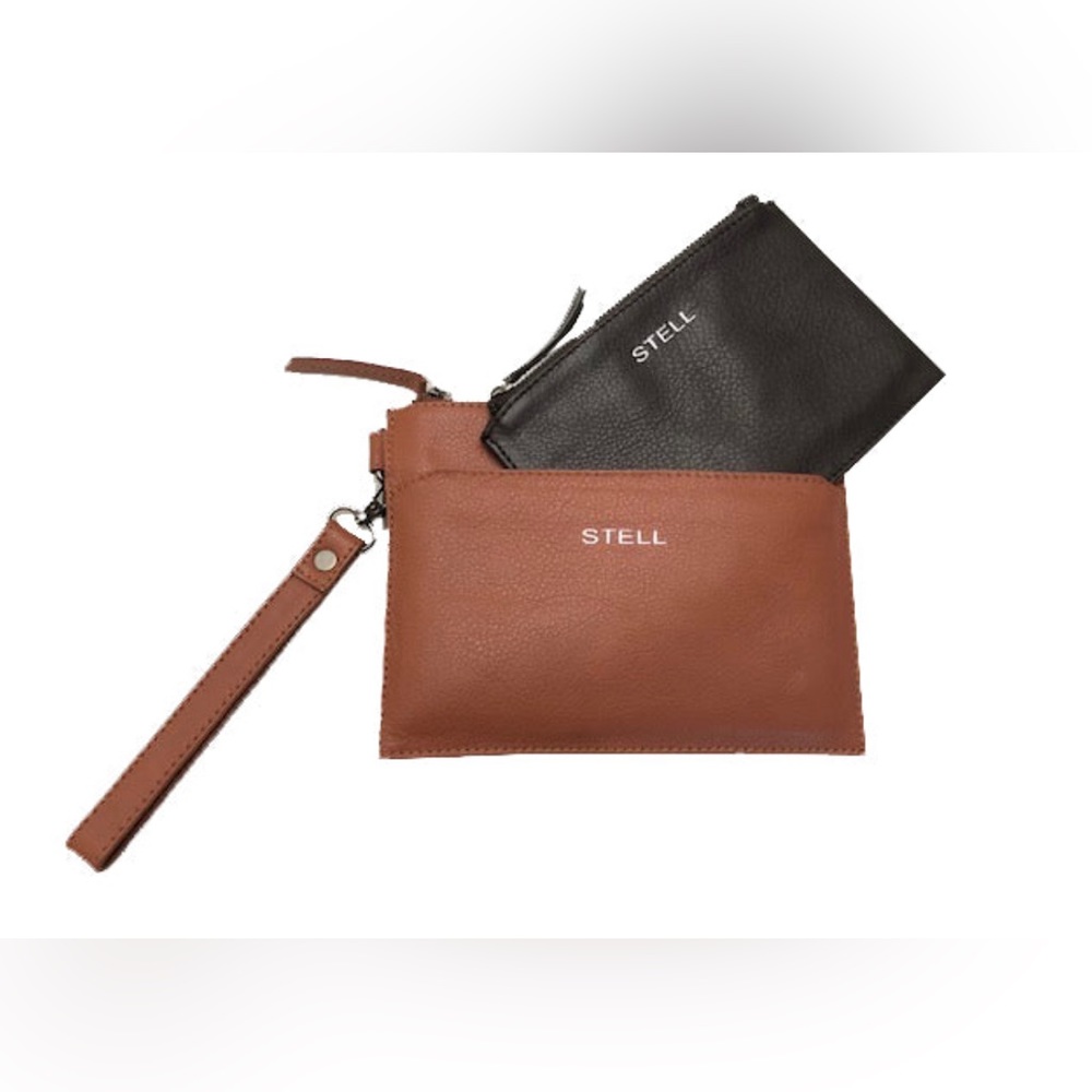 Leather wristlet bag and passport coin holder